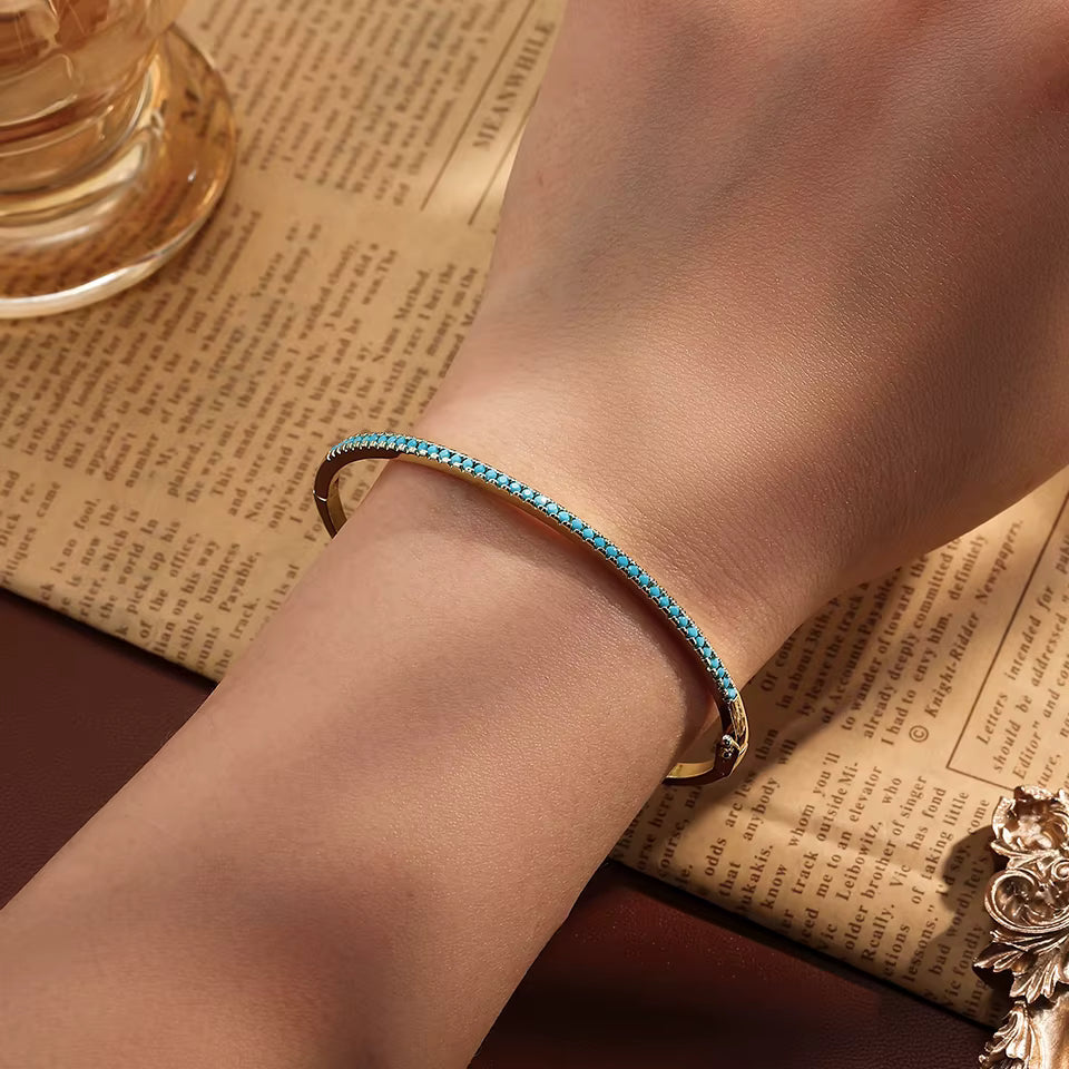 Aurora | Bracelet tennis doré avec turquoise