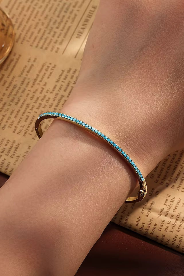 Aurora | Goldenes Tennis-Armband mit Türkis