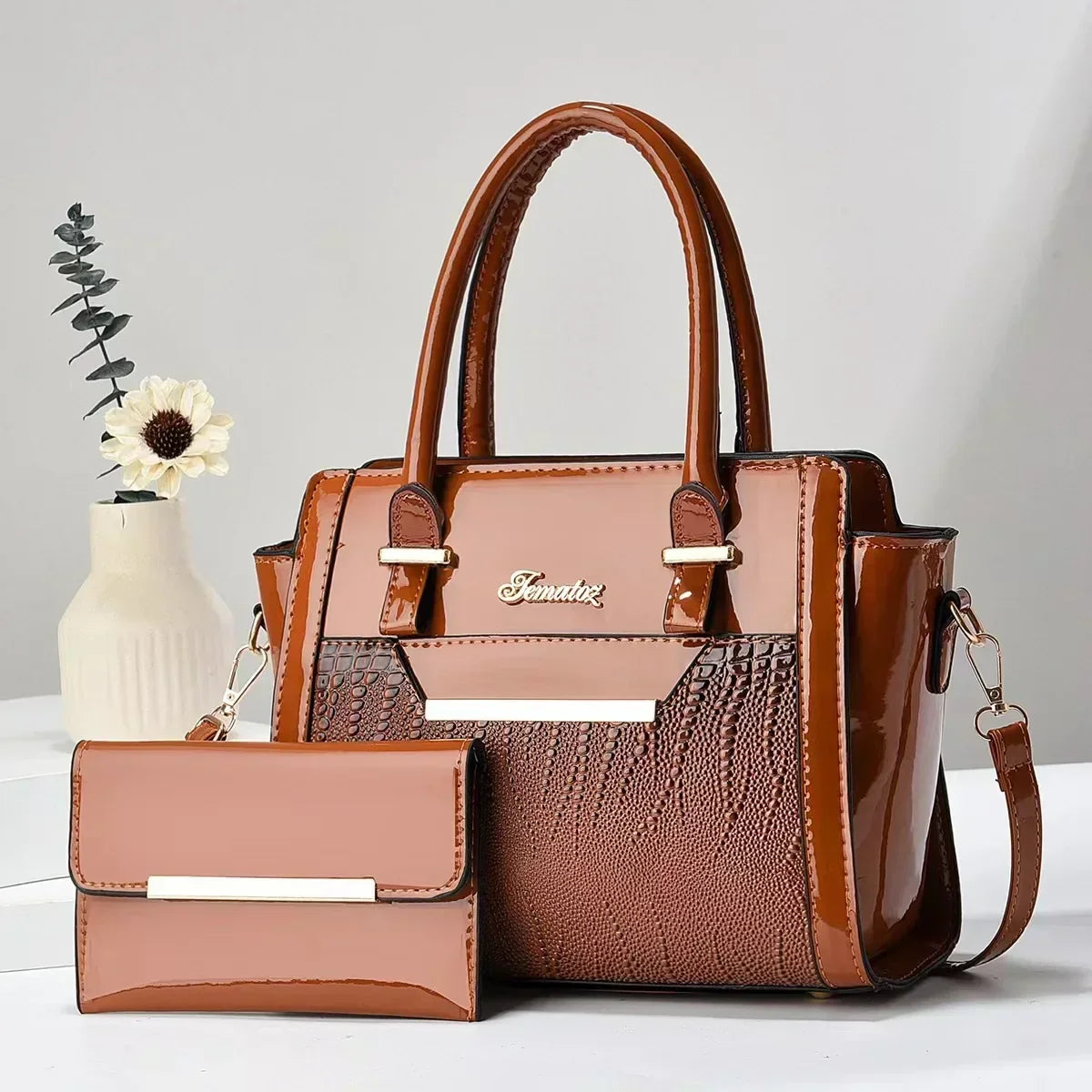 Ensemble sac et portefeuille en cuir - Cror