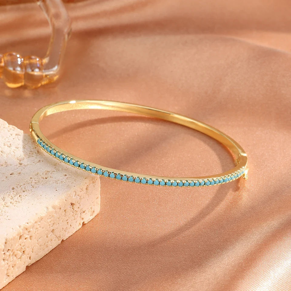 Aurora | Goldenes Tennis-Armband mit Türkis