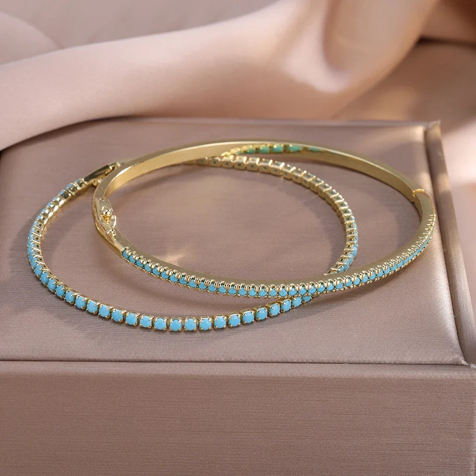 Aurora | Goldenes Tennis-Armband mit Türkis