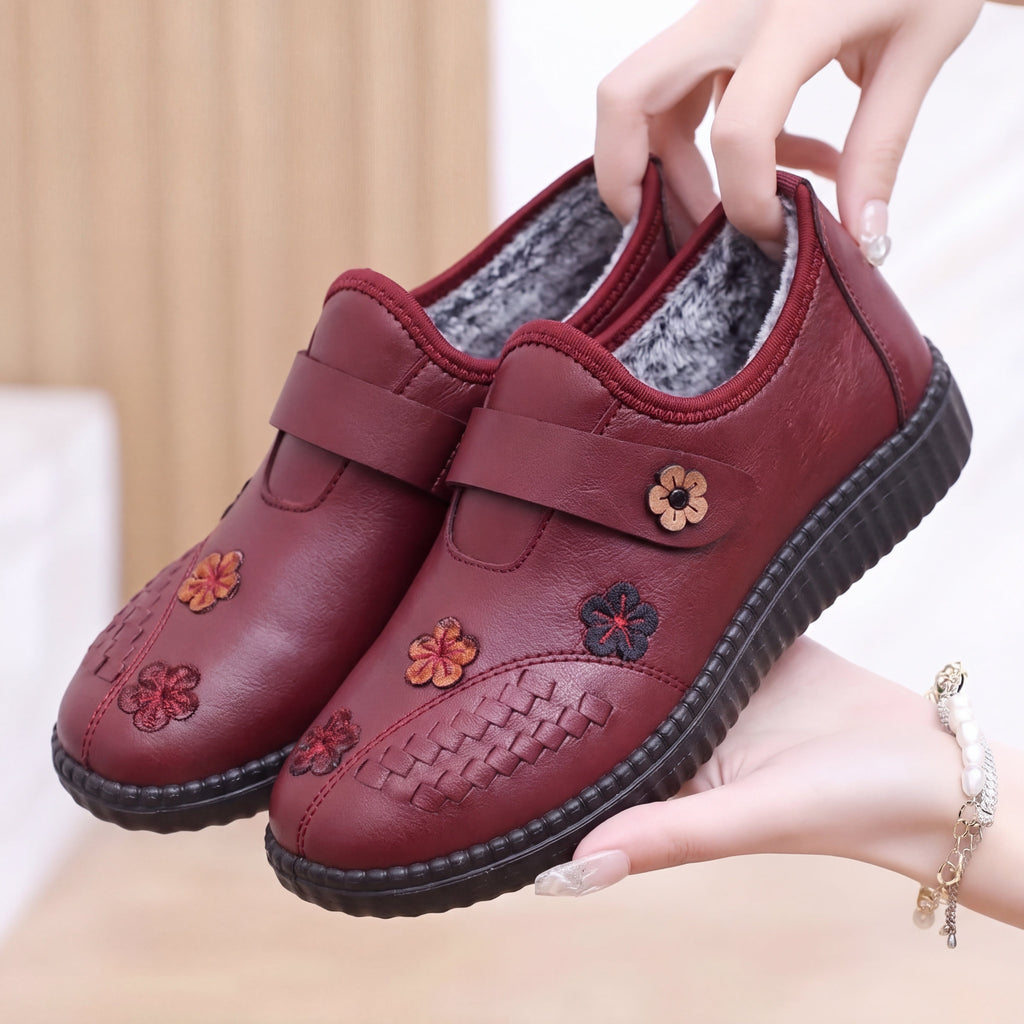 Pilar™ | Chaussures orthopédiques fourrées à fleurs brodées