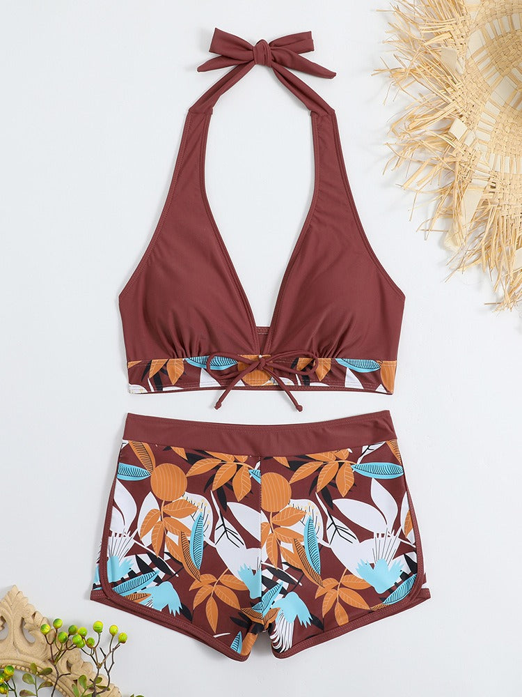 Bikini avec short taille mi-haute et haut dos nu