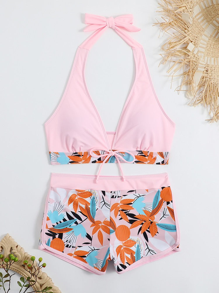 Bikini avec short taille mi-haute et haut dos nu