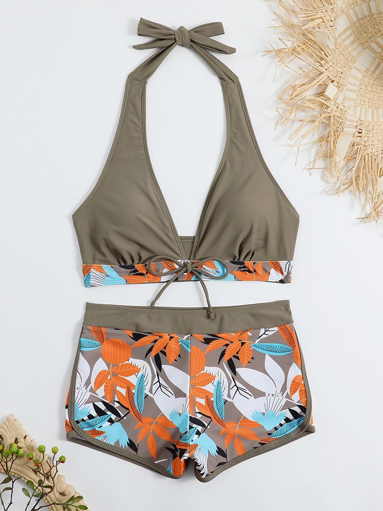 Bikini avec short taille mi-haute et haut dos nu