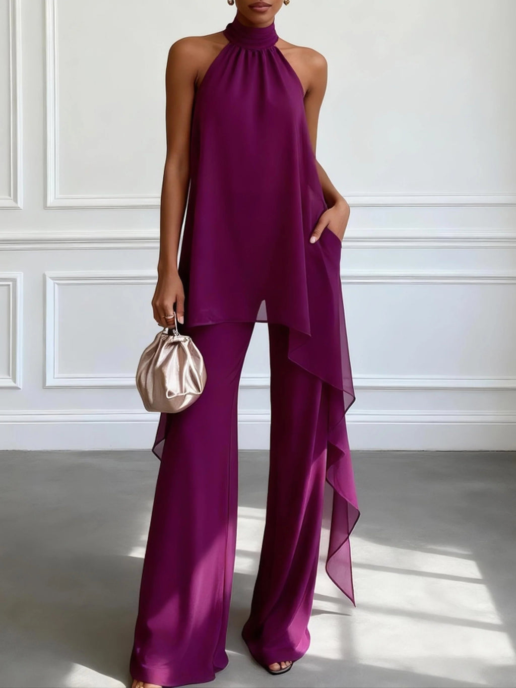 Ensemble Mauve Top Sans Manches & Pantalon