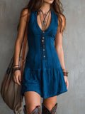 Mini-robe sans manches avec décolleté en V