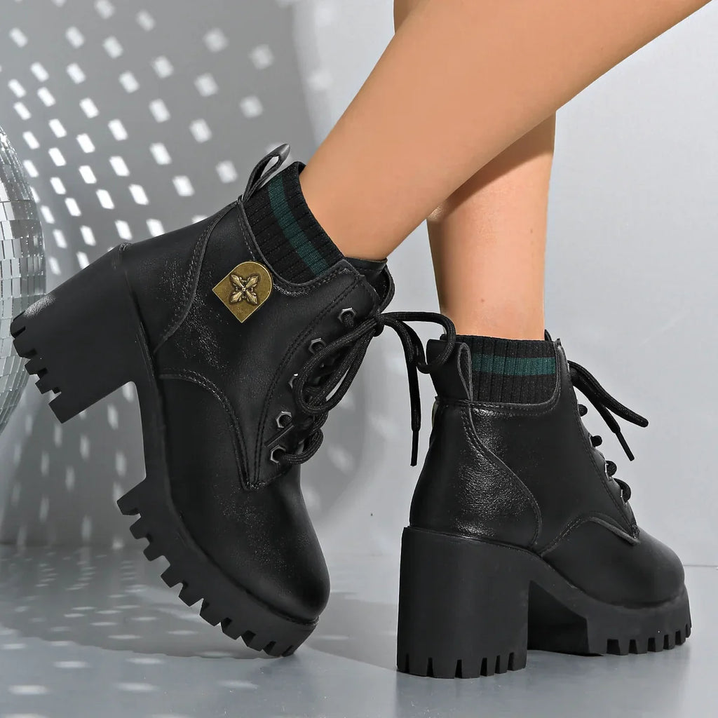 Boots For Women | Platform Lug Sole Lace-Up