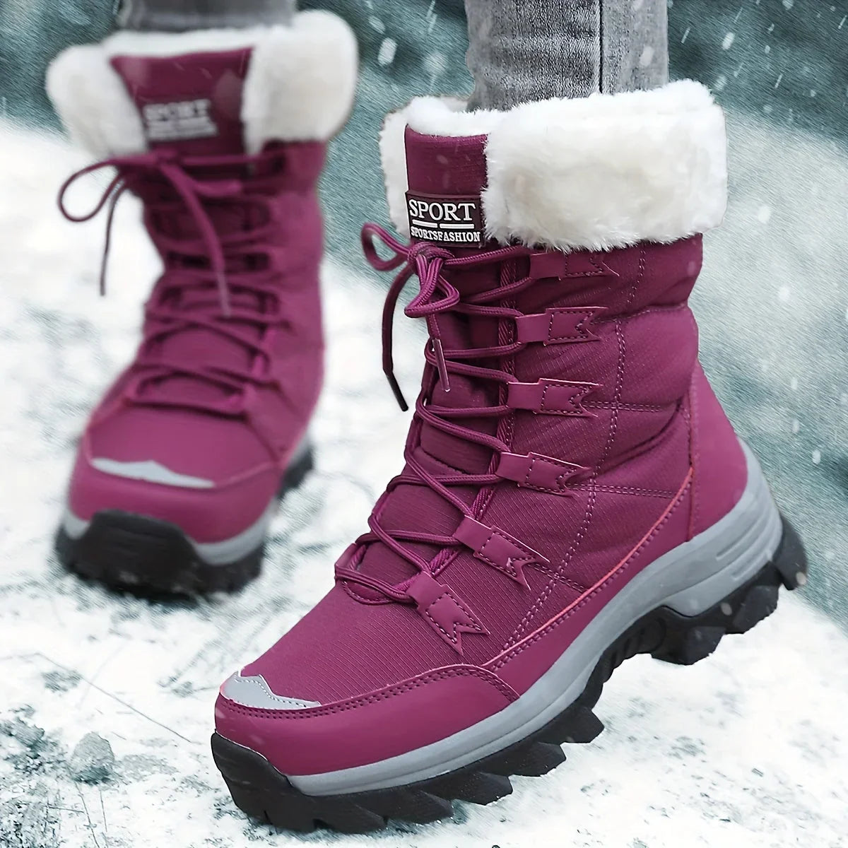 Boots For Women | Snow Lace-Up Faux Fur