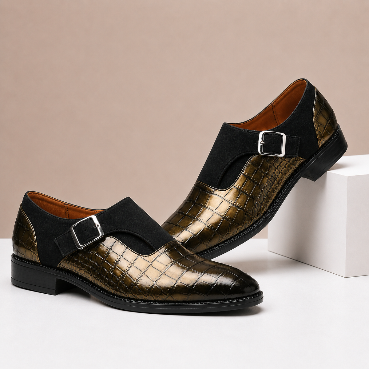 Chaussures Monk Strap Valerico en Cuir Véritable