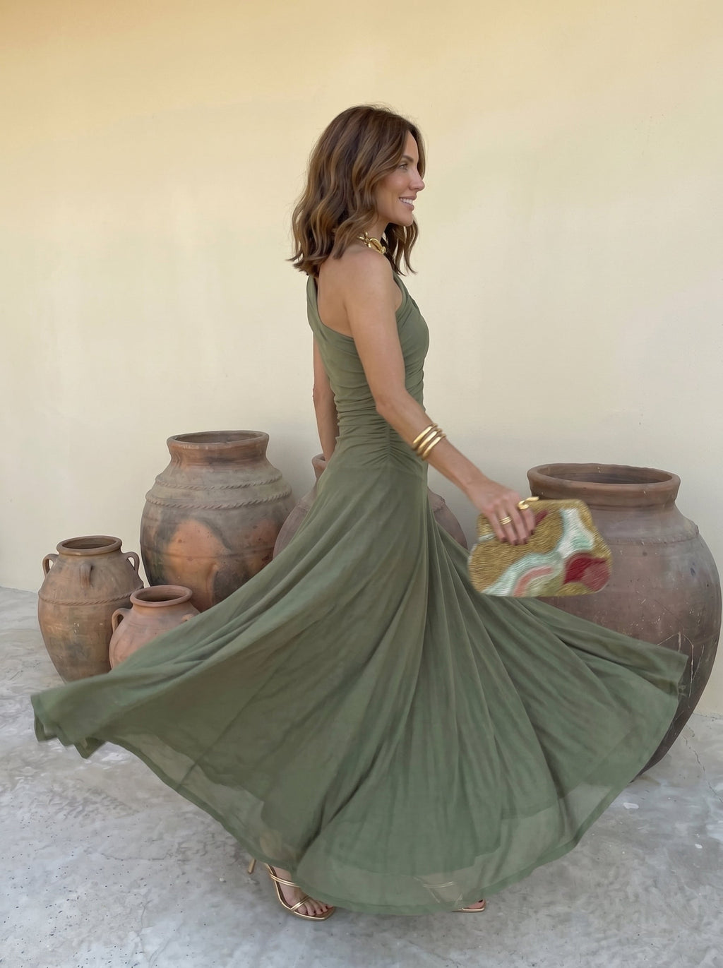 Robe longue Toledo verte