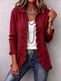 Annunziata | Veste en Maille Rouge Rubis à Volants
