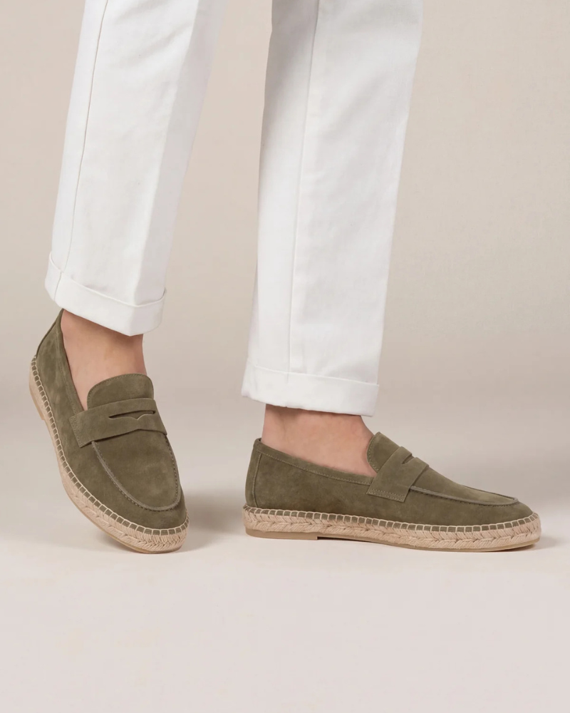 Espadrilles Riviera en Daim – Vert olive
