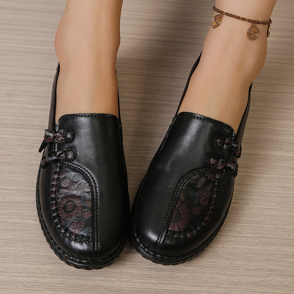 Carmen™ | Mocassins confort en cuir à broderie florale