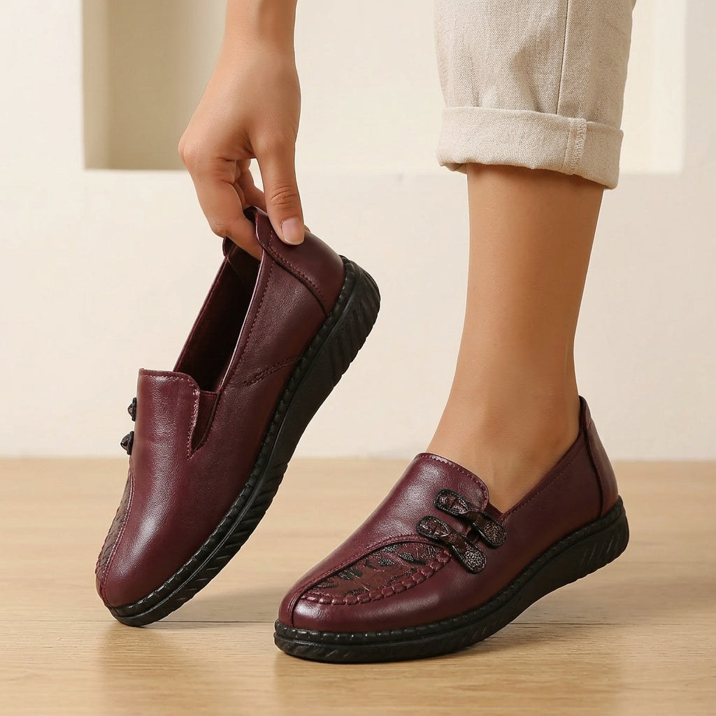 Carmen™ | Mocassins confort en cuir à broderie florale