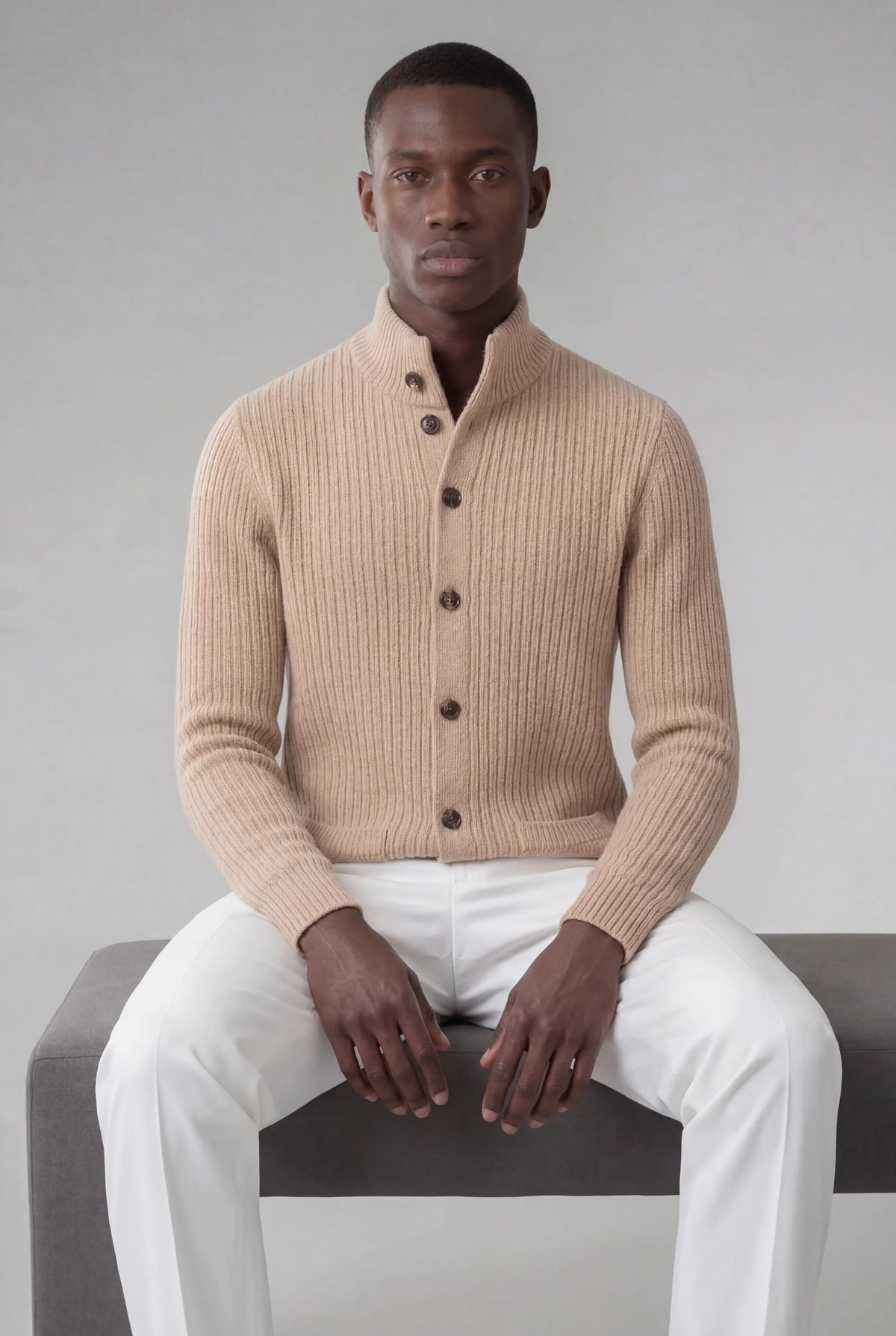 Gilet en maille Nombre beige