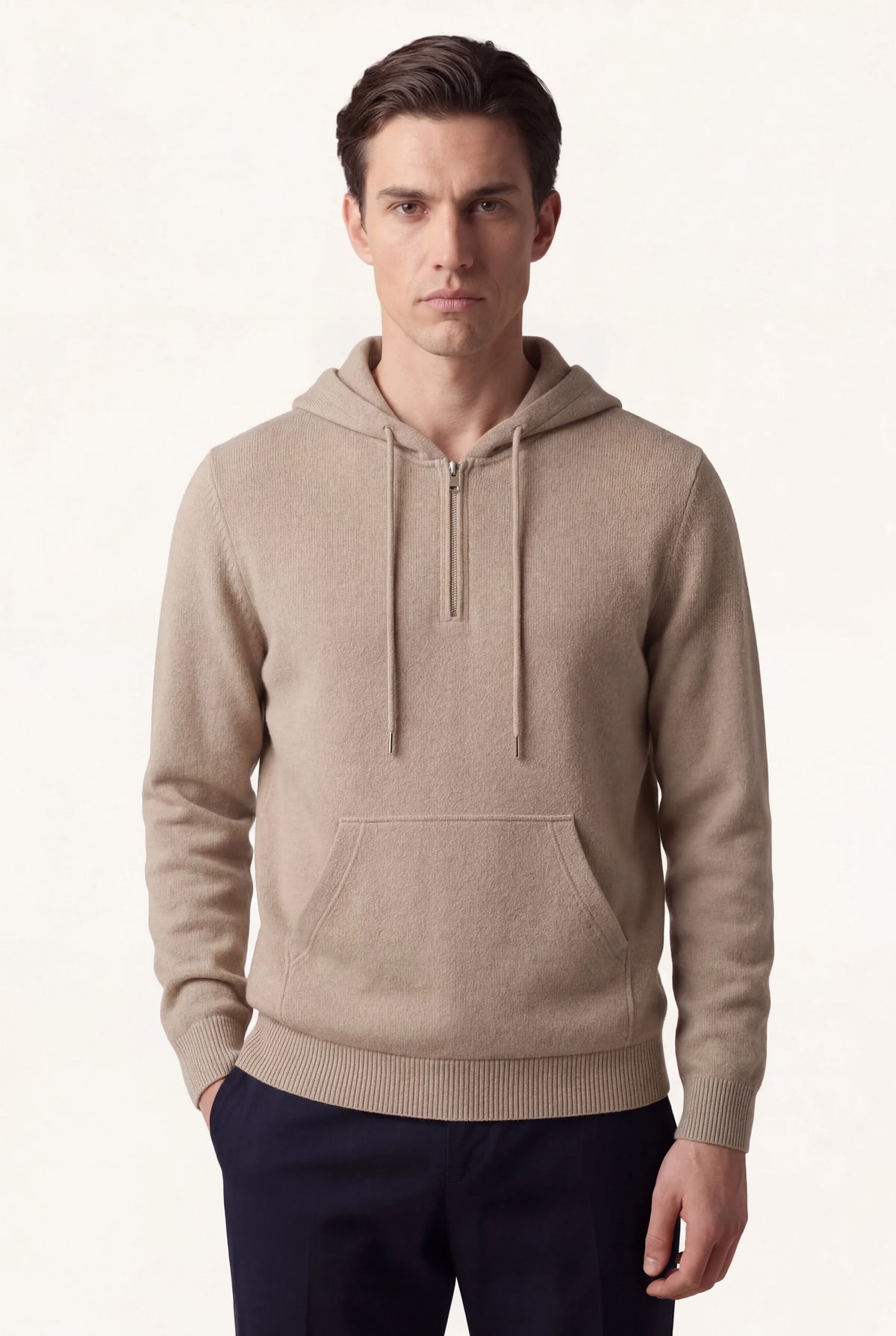 Sweat à capuche zippé Elio City beige