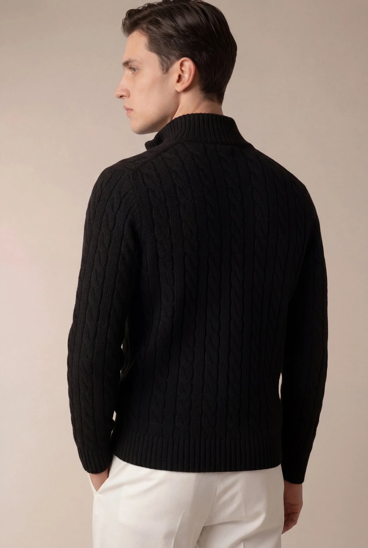 Pull zippé en maille Sero noir