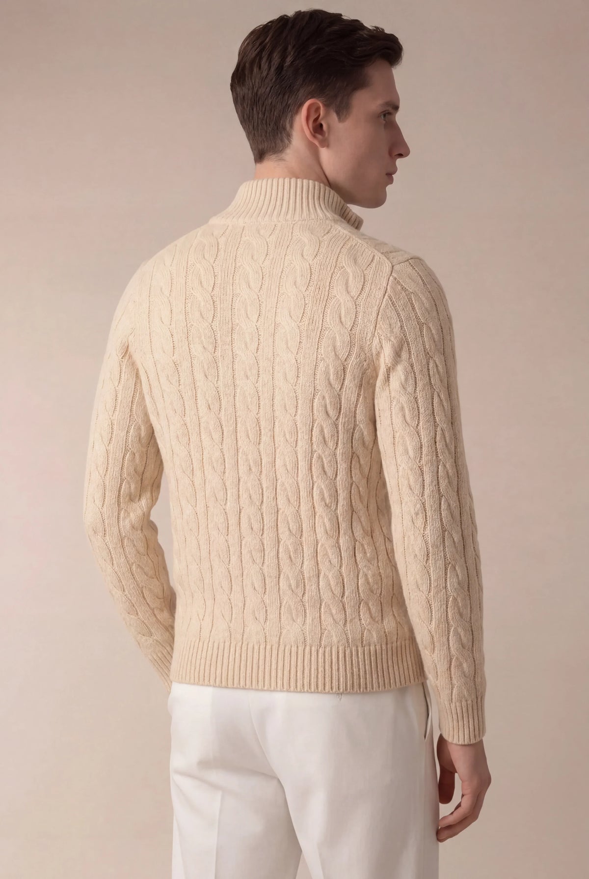 Pull zippé en maille Sero beige