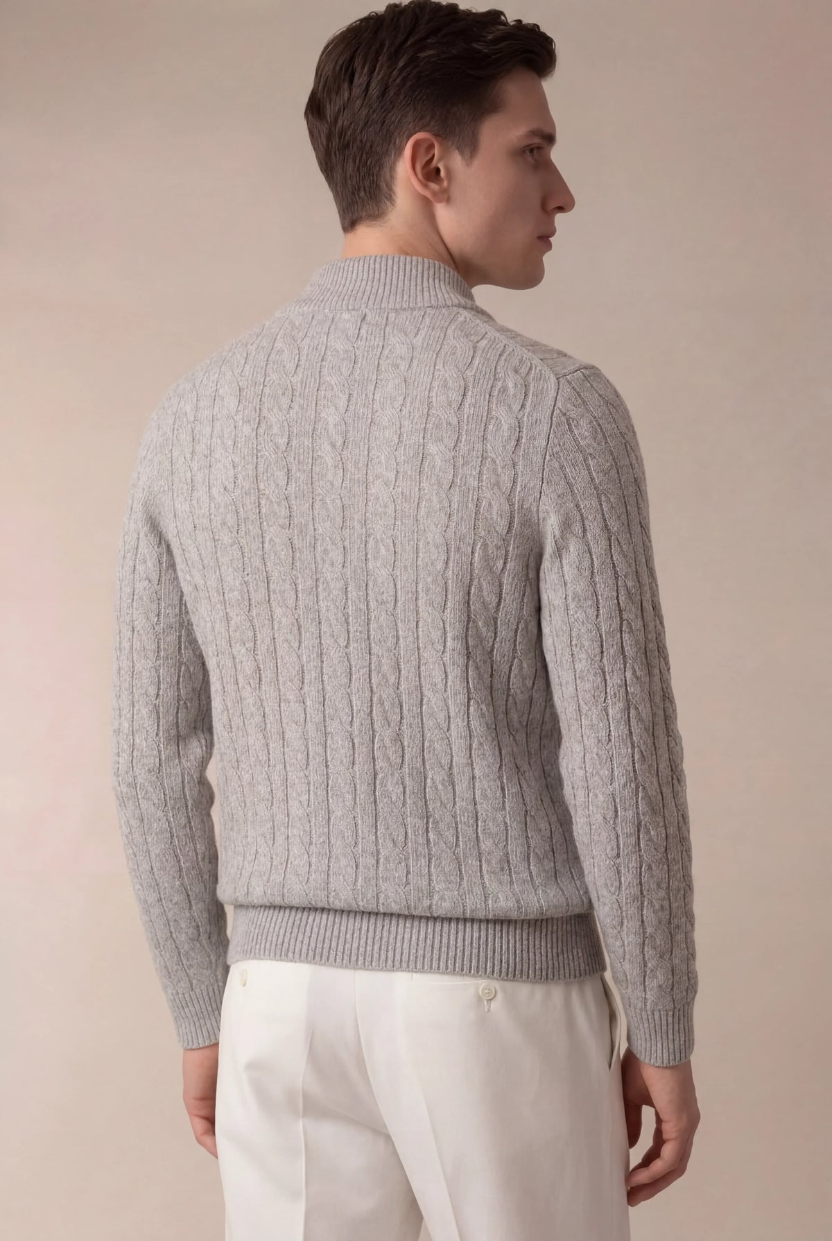 Pull zippé en maille Sero gris