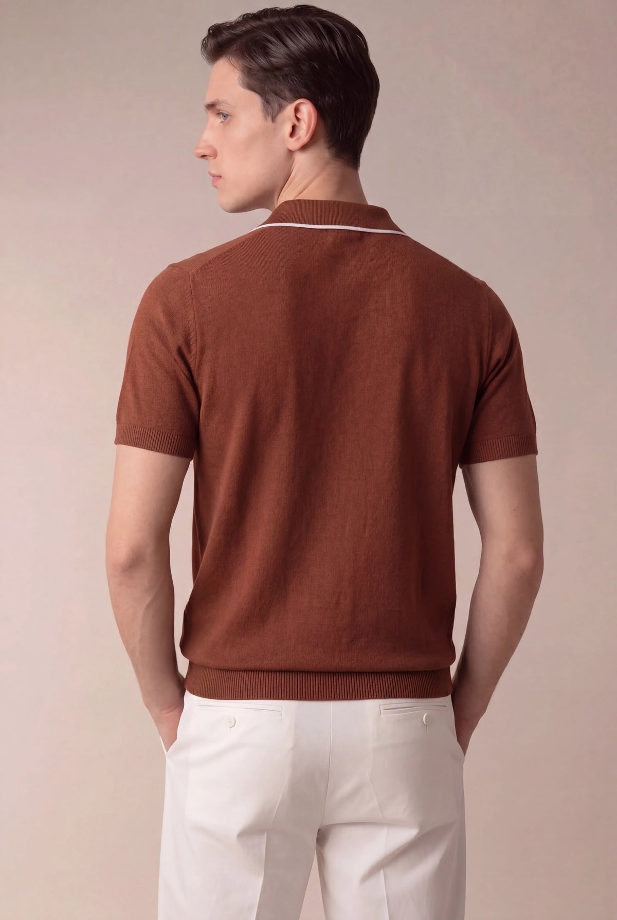 Polo sans boutons terracotta