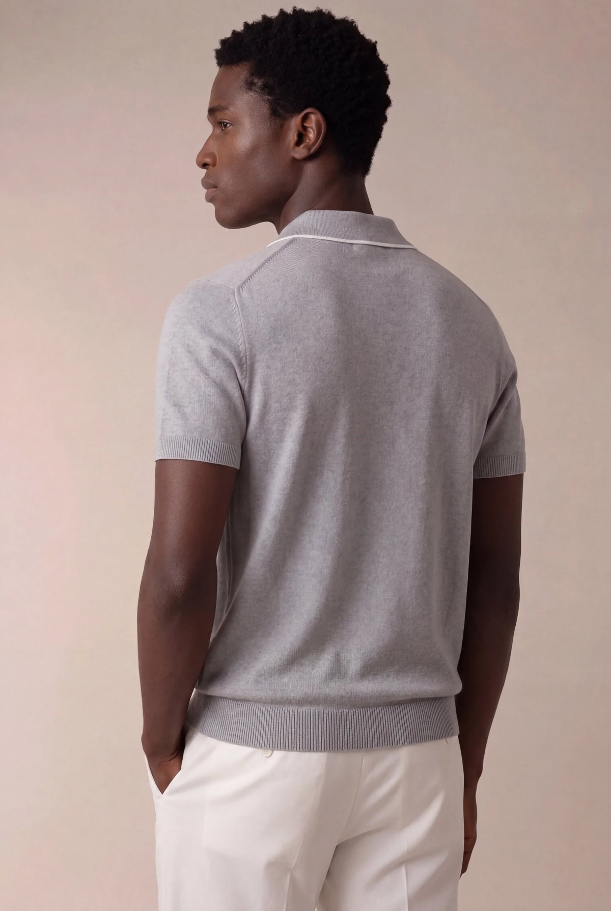 Polo gris clair sans boutons