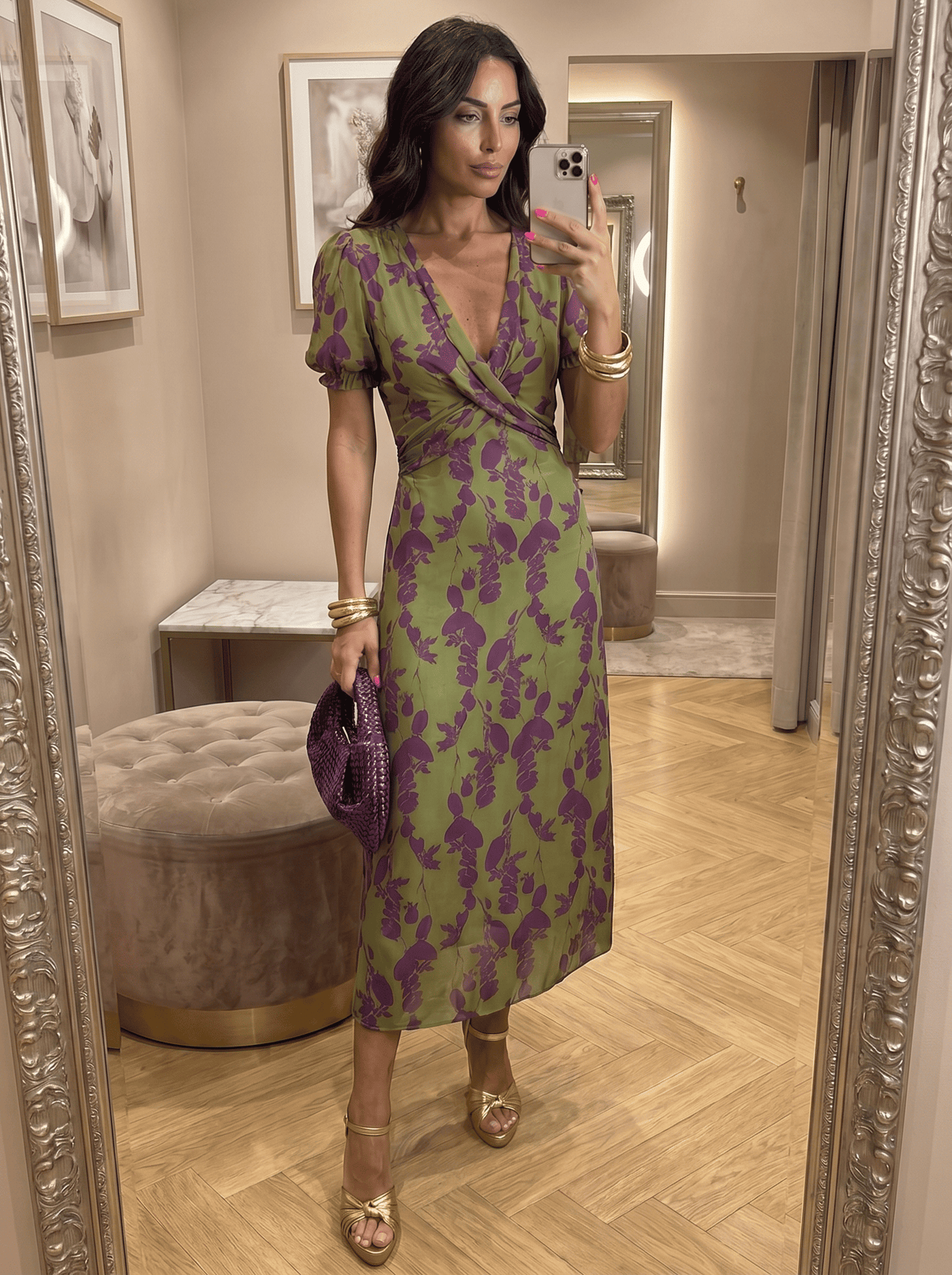Robe midi imprimée à bretelles