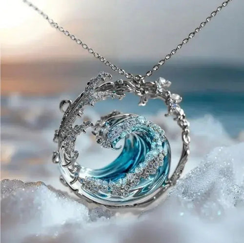 Azzurra | Halskette mit goldener blauer Welle