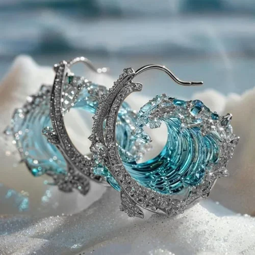 Cyriane | Boucles d’oreilles bleues aux détails dorés