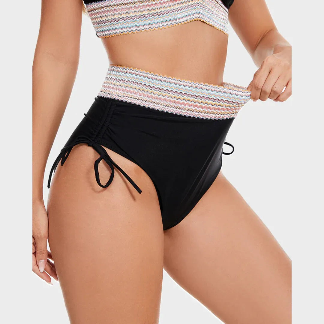 Bikini taille haute avec haut dos nu et détail élastique