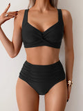 Bikini taille haute avec haut croisé