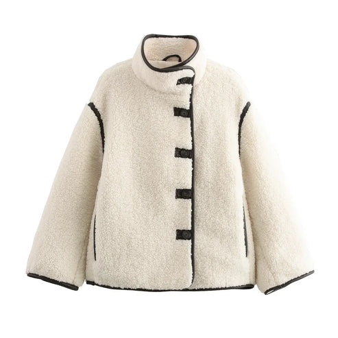 Veste en laine avec détails noirs