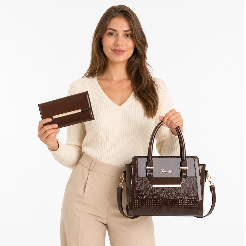 Ensemble sac et portefeuille en cuir - Cror