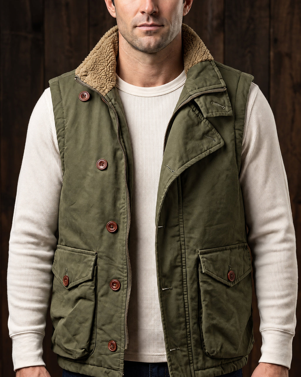 Gilet Lorenzo en Coton Doublé Sherpa