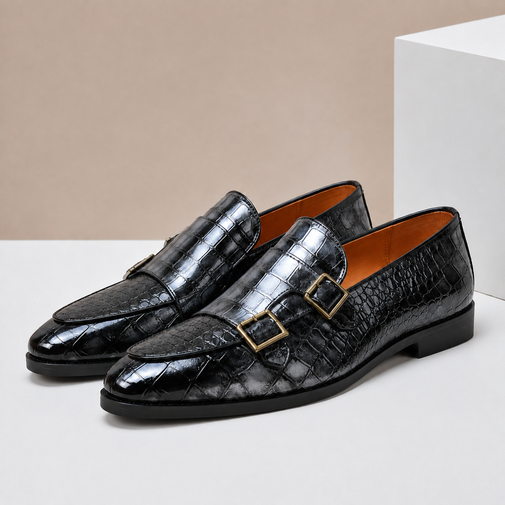 Mocassins Casaro en Cuir Embossé à Double Boucle