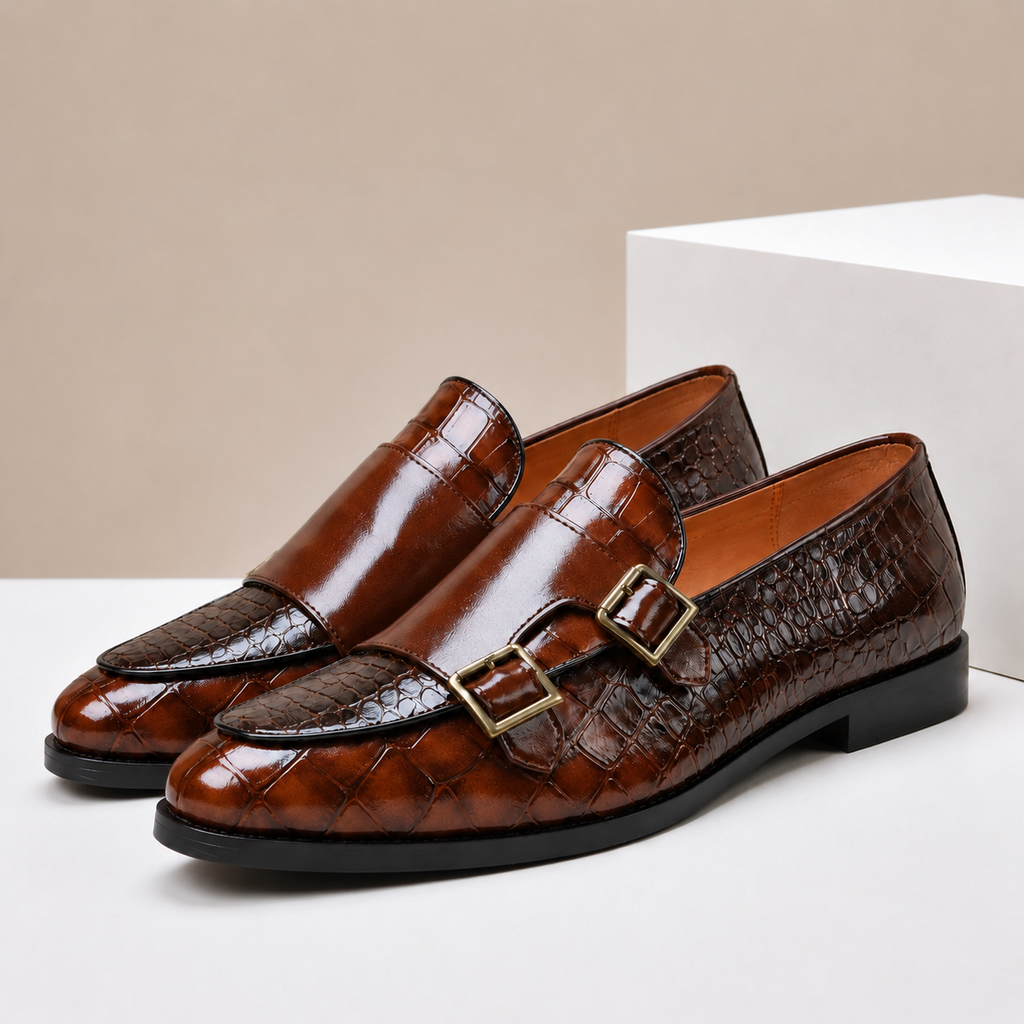 Mocassins Casaro en Cuir Embossé à Double Boucle