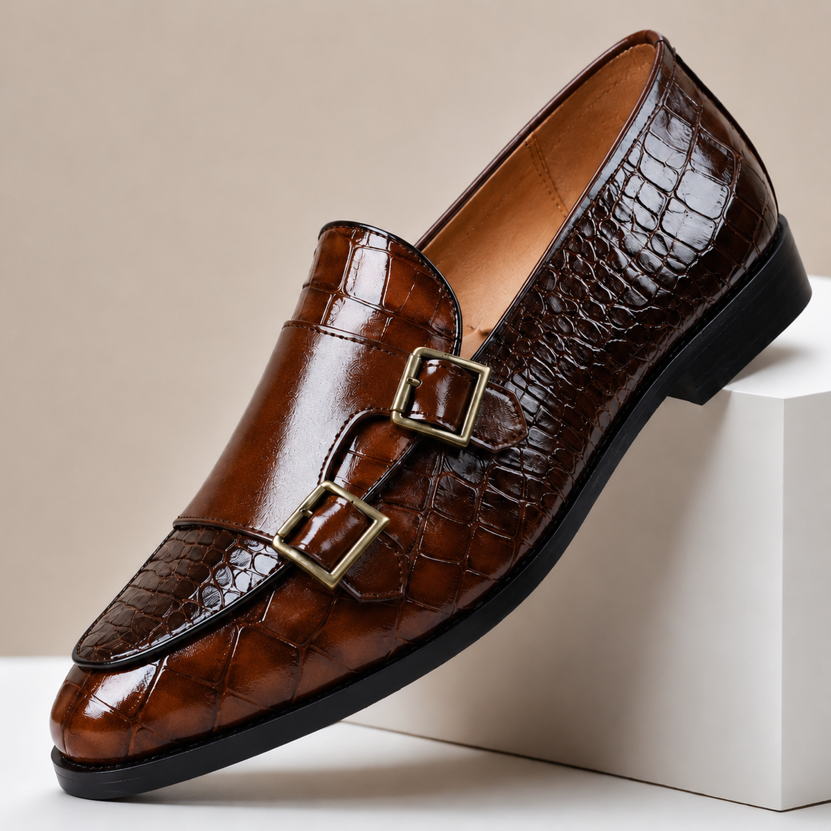 Mocassins Casaro en Cuir Embossé à Double Boucle