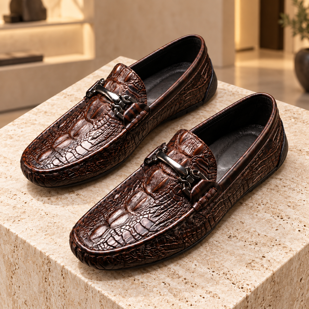 Mocassins Vareno Effet Crocodile