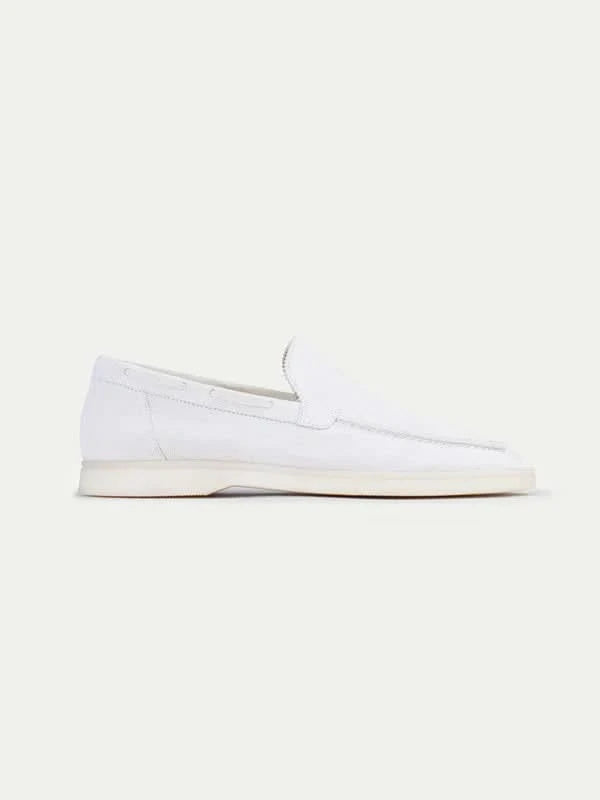Mocassin Classique en Daim – Blanc perle