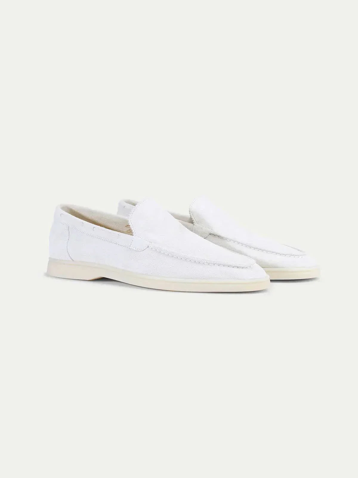 Mocassin Classique en Daim – Blanc perle