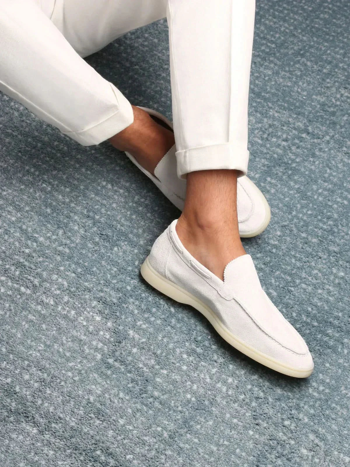 Mocassin Classique en Daim – Blanc perle