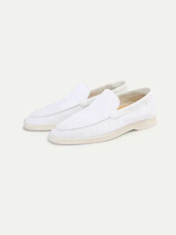Mocassin Classique en Daim – Blanc perle