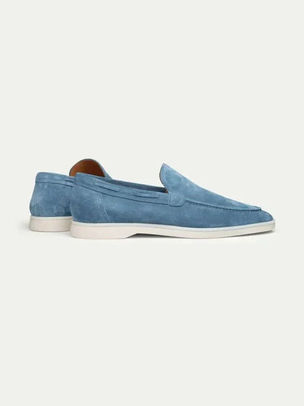 Mocassin Classique en Daim – Bleu océan