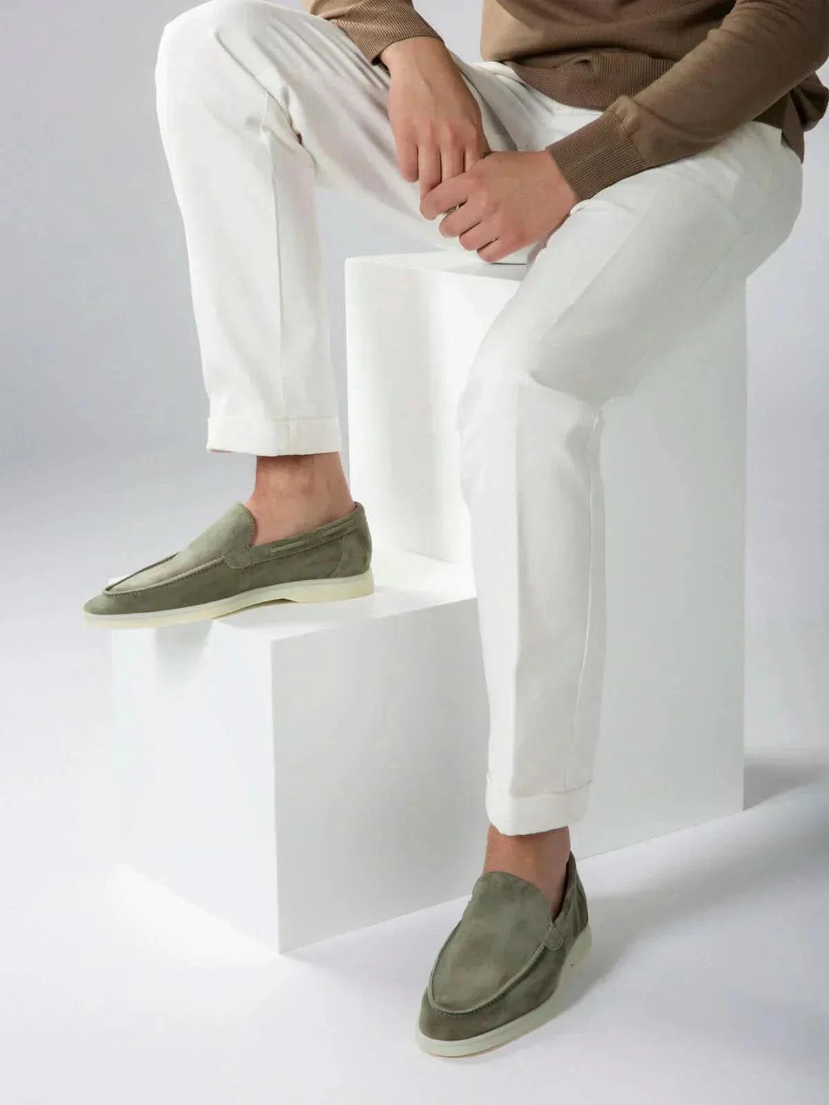 Mocassin Classique en Daim – Vert olive