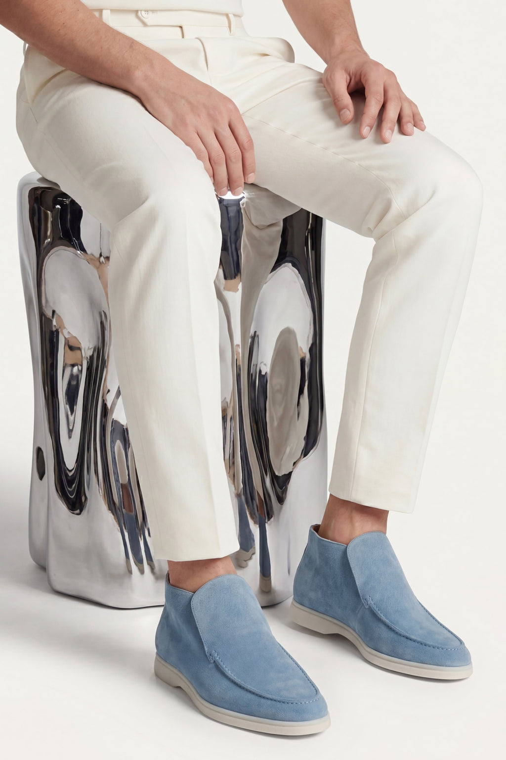 Mocassin Monaco en Daim – Bleu ciel