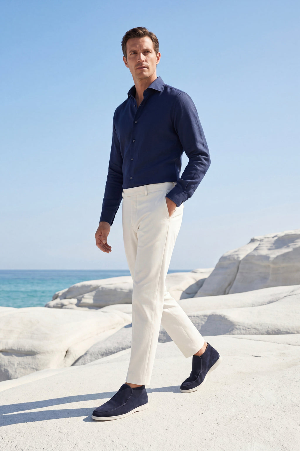 Mocassin Monaco en Daim – Bleu marine