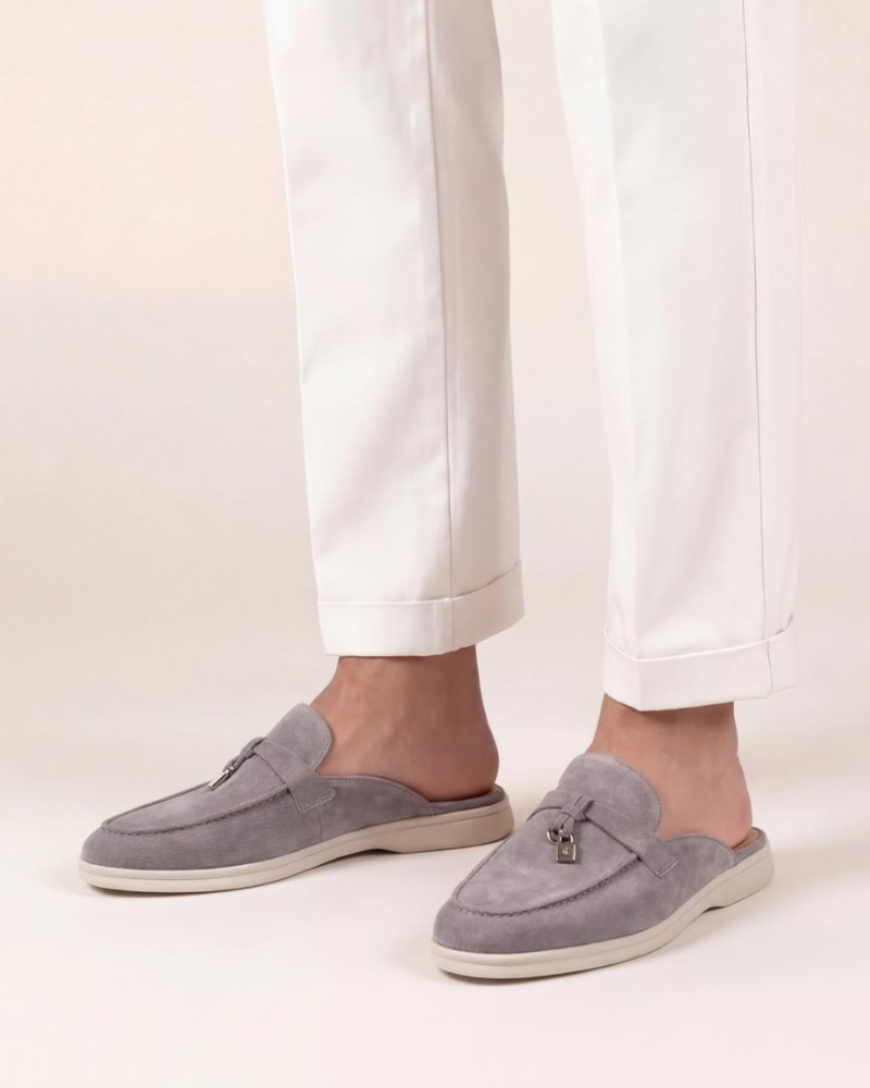 Mocassin Mule Mediterraneo en Daim – Gris clair