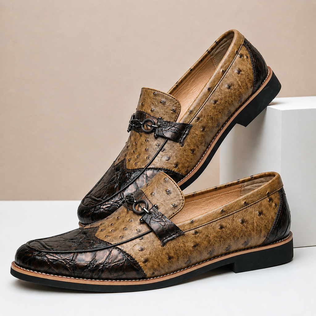 Mocassins Renzo en Cuir Véritable à Détails Texturés