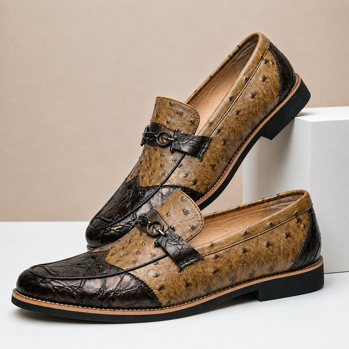 Mocassins Renzo en Cuir Véritable à Détails Texturés