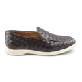 Mocassin Sorrento Tressé en Cuir – Marron foncé